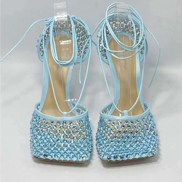 Bottega Veneta Stretch Embellished Ankle Strap High Heel Pumps size 41 - Picture 5 of 16